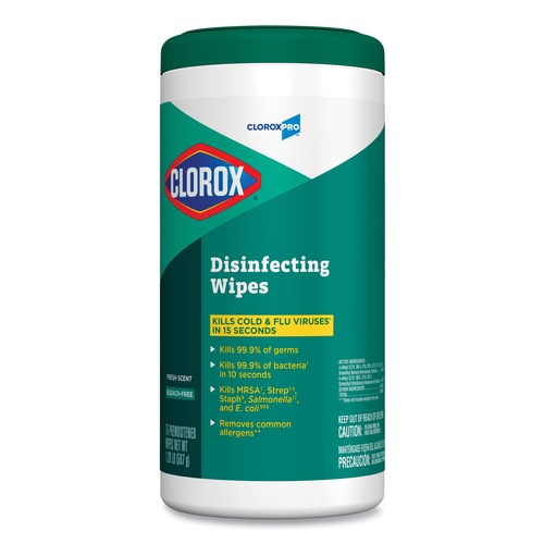 Hand Wipes | Clorox 15949 7 in. x 8 in. Fresh Scent Disinfecting Wipes image number 0