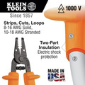 Klein Tools 11049-INS 8 - 16 AWG Stranded Wire Stripper/Cutter image number 1