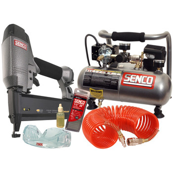 COMPRESSOR COMBO KITS | SENCO PC0947 FinishPro 18 Gauge Brad Nailer and 0.5 HP 1 Gallon Oil-Free Hand Carry Air Compressor Combo Kit