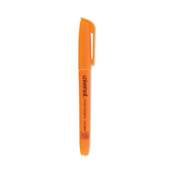 Universal UNV08853 Chisel Tip Fluorescent Orange Ink Orange Barrel Pocket Highlighters (1 Dozen)