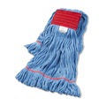 Mops | Boardwalk BWK503BLEA Cotton/ Synthetic Fiber Super Loop Wet Mop Head - Large, Blue image number 0