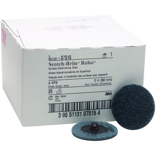 3M 7515 Scotch-Brite Roloc Surface Conditioning Disc Blue 2 in. Very Fine (25-Pack) image number 0