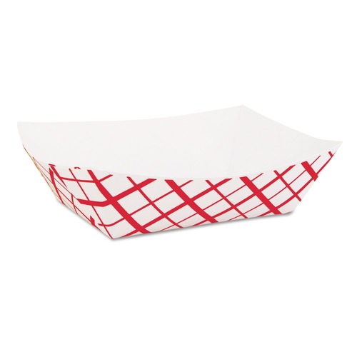  | SCT SCH 0413 1 lbs. Capacity Paper Food Basket - Red/White (1000/Carton) image number 0