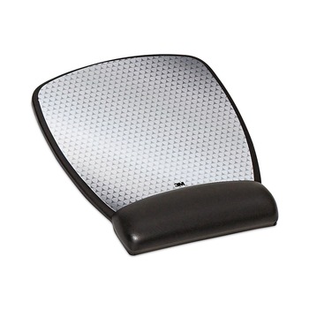 3M MW309LE 6-3/4 in. x 8-3/5 in. Precise Leatherette Mouse Pad with Standard Wrist Rest - Black