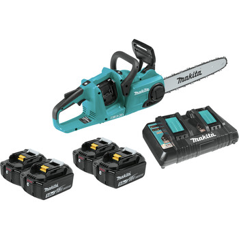 CHAINSAWS | Makita XCU03PT1 18V X2 (36V) LXT Lithium-Ion Brushless Cordless 14-in Chainsaw Kit with 4 Batteries (5.0Ah)