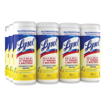 LYSOL Brand 19200-81145 Disinfecting Wipes, 7 X 7.25, Lemon And Lime Blossom, 35 Wipes/canister, 12 Canisters/carton