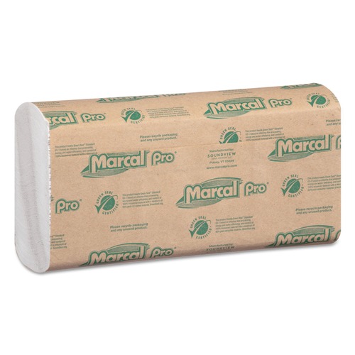 Paper Towels and Napkins | Marcal PRO P100B 12.88 in. x 10.13 in. 100% Recycled C-Fold Paper Towels - White (16 Packs/Carton, 150/Pack) image number 0