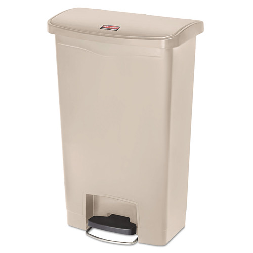 Waste Cans | Rubbermaid Commercial 1883458 Slim Jim Resin Step-On Container, Front Step Style, 13 Gal, Beige image number 0