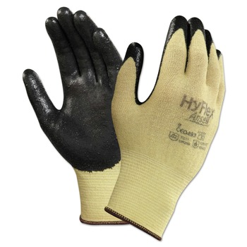 AnsellPro 205575 HyFlex Kevlar/Nitrile CR Gloves - Size 7, Yellow/Black (12 Pairs/Pack)