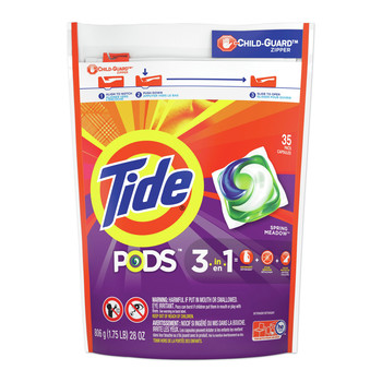 Tide 93127 Laundry Detergent Pods - Spring Meadow (35-Piece/Pack 4-Pack/Carton)