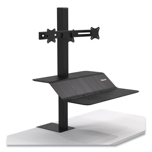 New Arrivals | Fellowes Mfg Co. 8082001 Lotus VE Dual 29 in. x 28.50 in. x 42.50 in. Sit-Stand Workstation - Black image number 0