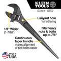 Adjustable Wrenches | Klein Tools 3227 10 in. Adjustable Spud Wrench with Tether Hole image number 6