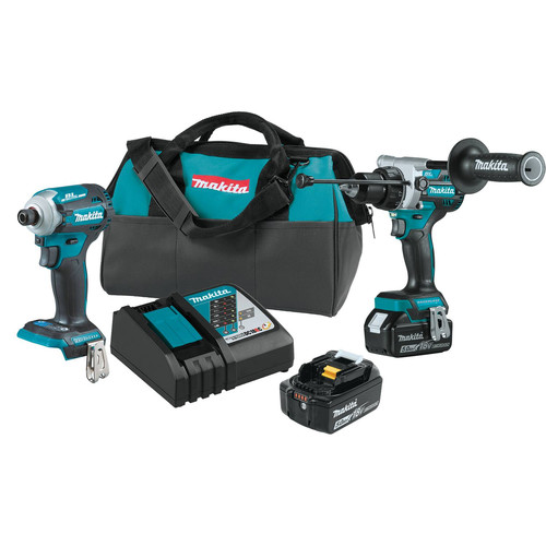Combo Kits | Makita XT288T 18V LXT Brushless Lithium-Ion 1/2 in. Cordless Hammer Drill Driver/ 4-Speed Impact Driver Combo Kit (5 Ah) image number 0