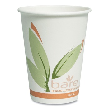 Dart 412RCN-J8484 12 oz. Bare Eco-Forward Recycled Content PCF Paper Hot Cups - Green/White/Beige (1000/Carton)