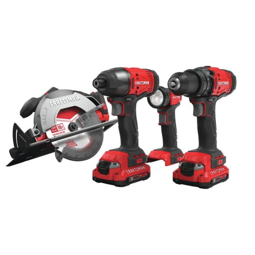 Craftsman CMCK401D2 V20 Brushed Lithium-Ion Cordless 4-Tool Combo Kit with 2 Batteries (2 Ah) image number 0