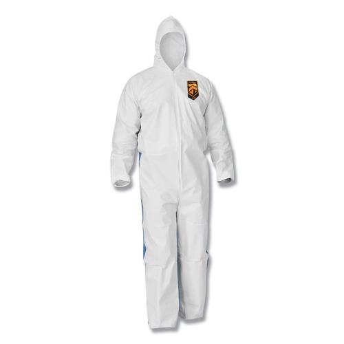 KleenGuard 38938 A35 Liquid And Particle Protection Coveralls, Hooded, Large, White, 25/carton image number 0