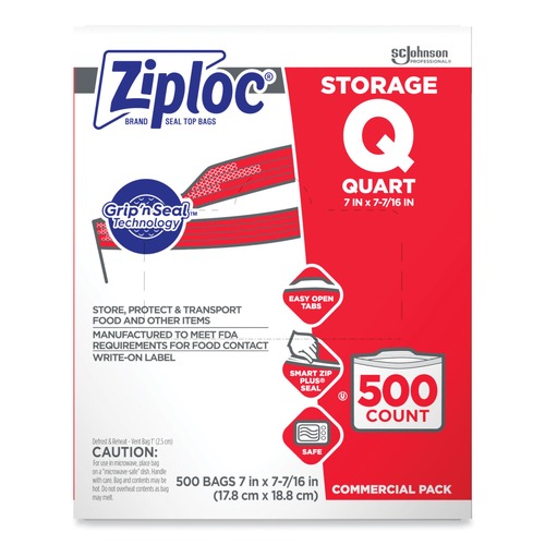 New Arrivals | Ziploc 682256 1 Qrt. Ziploc Storage Bags (500/Box) image number 0