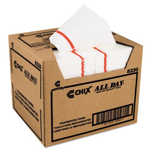 Chix 8230 12.25 in. x 21 in. Foodservice Towels - White (200/Carton) image number 0