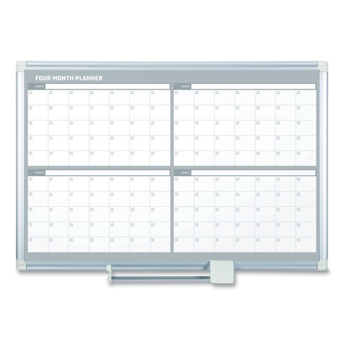MasterVision GA05105830 48 in. x 36 in. 4-Month Planner - White/Silver image number 0