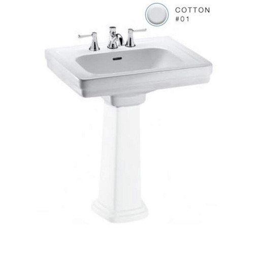 TOTO LT532.8#01 Promenade 24 in. Pedestal Bathroom Sink with 3 Faucet Holes Drilled and Overflow-Less Pedestal (Cotton White) image number 0