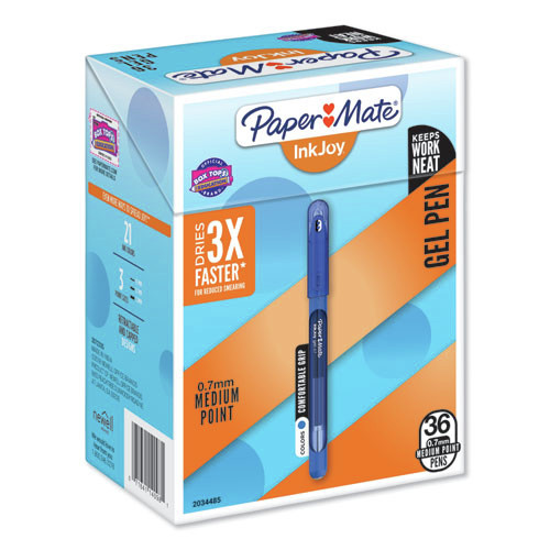 Paper Mate 2034485 InkJoy Medium 0.7 mm, Gel Pen Flip-Top Cabinet Pack - Blue (36/Pack) image number 0