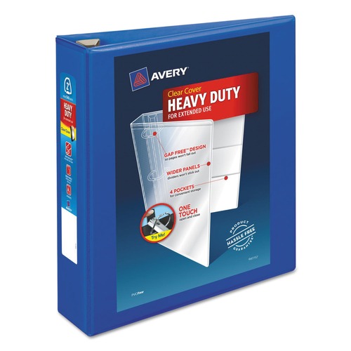 Avery 79778 Heavy-Duty 11 in. x 8.5 in. DuraHinge 3 Ring 2 in. Capacity View Binder with One Touch EZD Rings - Pacific Blue image number 0