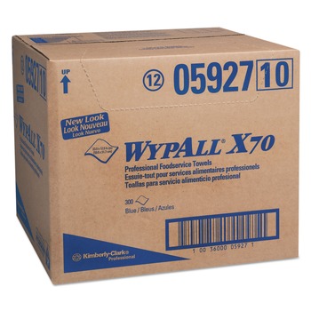 WypAll 5927 12 1/2 in. x 23 1/2 in. 1/4 Fold X70 Foodservice Towels - Blue (300/Carton)