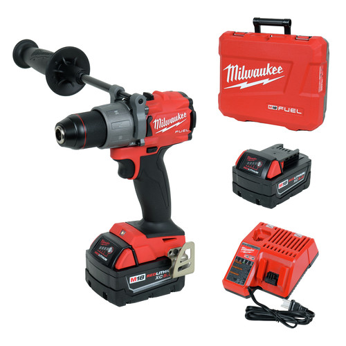 Milwaukee 2804-22 M18 FUEL Lithium-Ion 1/2 in. Cordless Hammer Drill Kit (5 Ah) image number 0