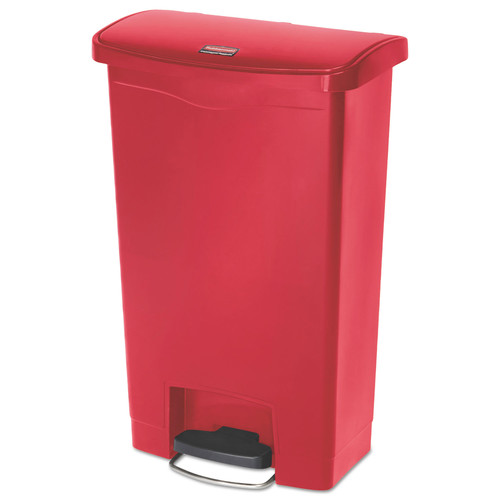 Waste Cans | Rubbermaid Commercial 1883566 Slim Jim Resin Step-On Container, Front Step Style, 13 Gal, Red image number 0