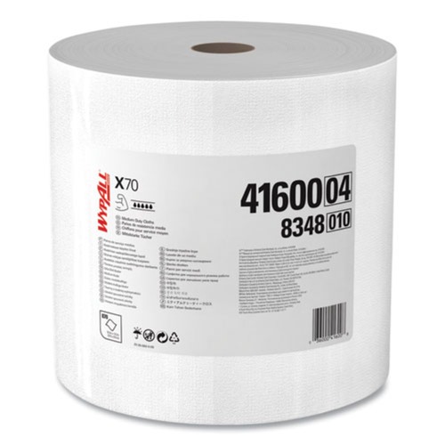 Cleaning & Janitorial Supplies | WypAll 41600 12-1/2 in. x 13-2/5 in. X70 Cloths - White, Jumbo (870 Towels/Roll) image number 0