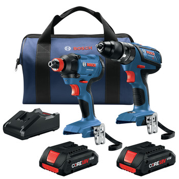 Factory Reconditioned Bosch GXL18V-239B25-RT 18V 2-Tool 1/2 in. Hammer Drill Driver and 2-in-1 Impact Driver Combo Kit with (2) CORE18V 4.0 Ah Lithium-Ion Compact Batteries