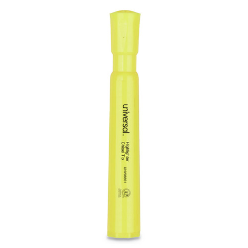 Friends and Family Sale - Save up to $60 off | Universal UNV08861 Desk Highlighter, Chisel Tip, Fluorescent Yellow (1-Dozen) image number 0