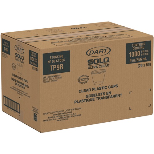 New Arrivals | Dart TP9R Ultra Clear Cups, Squat, 9 Oz, Pet (50/Bag, 1000/Carton) image number 0