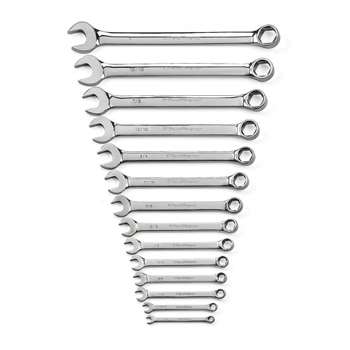 GearWrench 81924 14-Piece SAE Full Polish Combination Non-Ratcheting Wrench Set image number 0