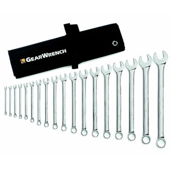 GearWrench 81917 18-Piece 12-Point SAE Long Pattern Combination Non-Ratcheting Wrench Set