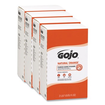 GOJO Industries 7255-04 NATURAL ORANGE Pumice Hand Cleaner Refill, Citrus Scent, 2000mL (4/Carton)