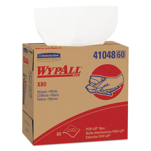$99 and Under Sale | WypAll 41048 9-1/10 in. x 16-4/5 in. X80 Cloths with Hydroknit Pop-Up Box - White (80/Box 5Boxes/Carton) image number 0
