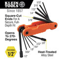 Klein Tools 70550 11 SAE Sizes Heavy Duty Folding Extra Long Hex Wrench Key Set image number 1