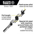 Drill Driver Bits | Klein Tools 53402 4 in. x 3/4 in. Steel Ship Auger Bit with Screw Point image number 1