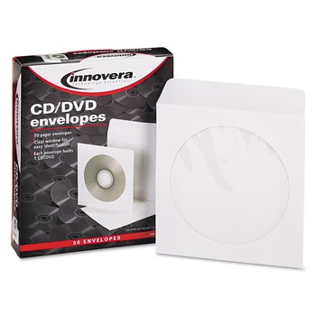 Innovera IVR39403 Clear Window CD/DVD Envelopes - White (50/Pack)