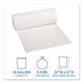 Boardwalk H4832LWKR01 16 Gallon 24 in. x 32 in. Low-Density Waste Can Liners - White (500/Carton) image number 2