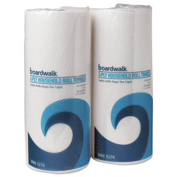 Boardwalk BWK6277 2-Ply 9 in. x 11 in. Kitchen Roll Towels - White (100-Sheet/Roll 30-Roll/Carton)