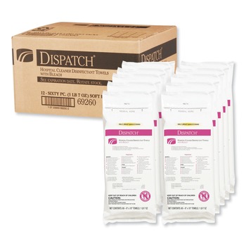 Clorox Healthcare 69260 9 X 10 Dispatch Cleaner Disinfectant Towels With Bleach (60/Pack, 12 Packs/Carton)