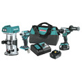 Makita XT288T-XTR01Z 18V LXT Brushless Lithium-Ion 1/2 in. Cordless Hammer Drill Driver and 4-Speed Impact Driver Combo Kit with Compact Router Bundle image number 0