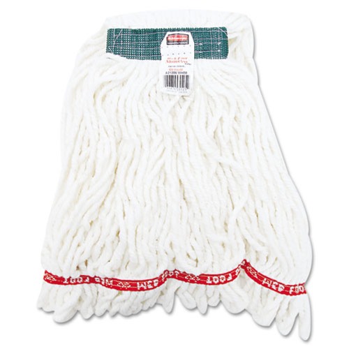 Rubbermaid Commercial FGA21206WH00 Web Foot Shrinkless Looped-End Cotton/Synthetic Wet Mop Heads - Medium, White image number 0