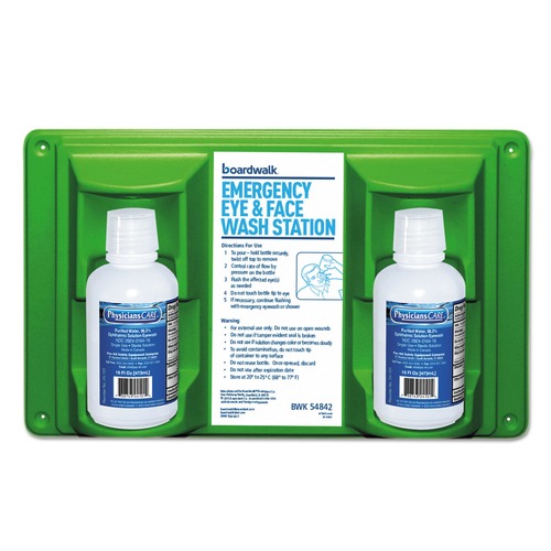 Emergency Essentials | Boardwalk 54842 Emergency Eyewash Station with (2) 16 oz. Bottles (6/Kit) image number 0
