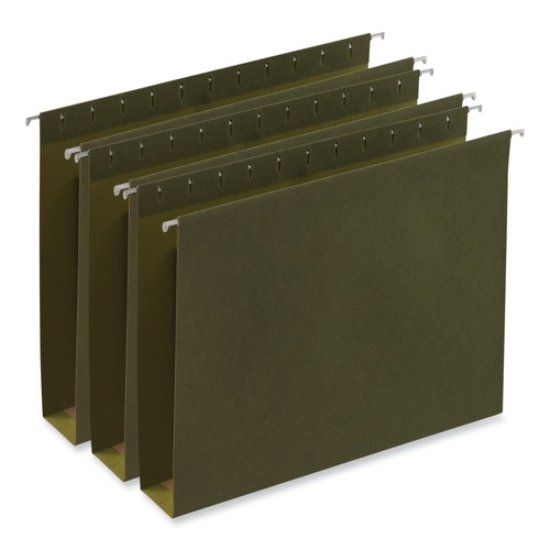 Universal UNV14142 1/5-Cut Tab Letter Size Box Bottom Hanging File Folders - Standard Green (25/Box) image number 0
