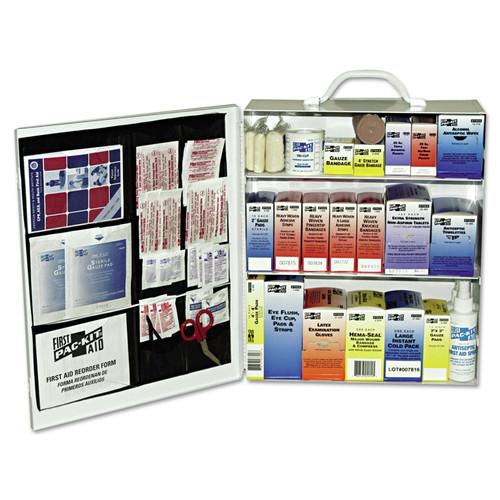 Pac-Kit 6155 494-Piece 100 Person 3 Shelf First Aid  Steel Cabinet image number 0