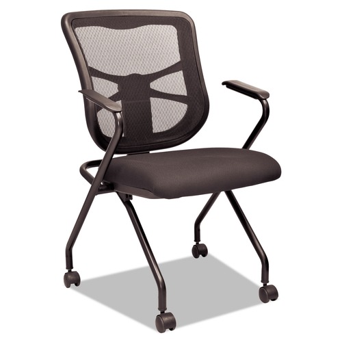 Alera ALEEL4914 Elusion Padded Mesh Nesting Chair - Black (2/Carton) image number 0