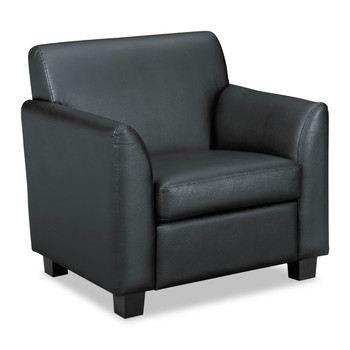 HON HVL871.SB11 28.75 in. x 33 in. x 32 in. SofThread Leather Circulate Tailored Club Chair - Black